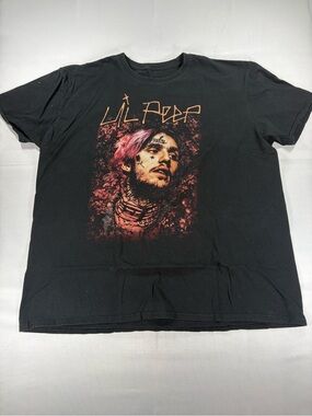 Lil Peep Portrait Graphic Tee Men’s XL Black Emo Rap Streetwear
